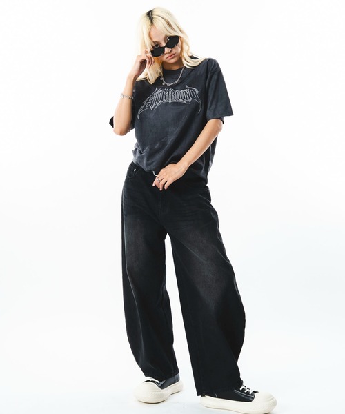 SHORT ROUND(ショートラウンド)の「SHORT ROUND/【26年春夏新作】フェイクスウェードグラフィックT(Tシャツ/カットソー・メンズ・ピンク/スミクロ・LARGE/MEDIUM)」の7枚目の写真