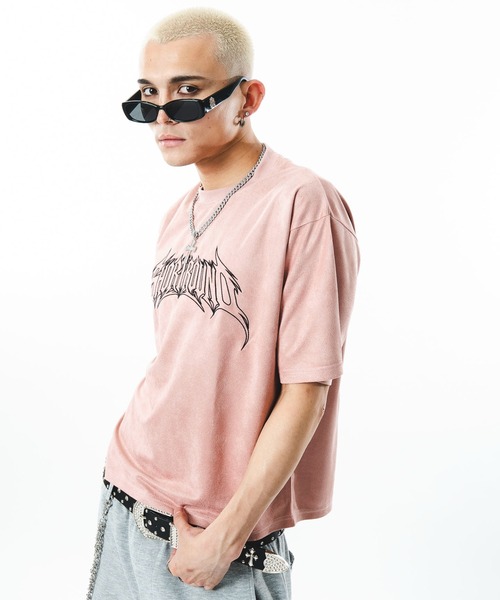 SHORT ROUND(ショートラウンド)の「SHORT ROUND/【26年春夏新作】フェイクスウェードグラフィックT(Tシャツ/カットソー・メンズ・ピンク/スミクロ・LARGE/MEDIUM)」の19枚目の写真