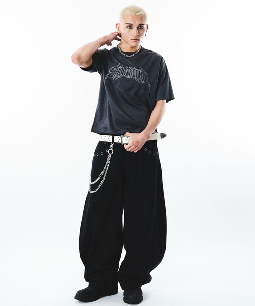 SHORT ROUND(ショートラウンド)の「SHORT ROUND/【26年春夏新作】フェイクスウェードグラフィックT(Tシャツ/カットソー・メンズ・ピンク/スミクロ・LARGE/MEDIUM)」の14枚目の写真