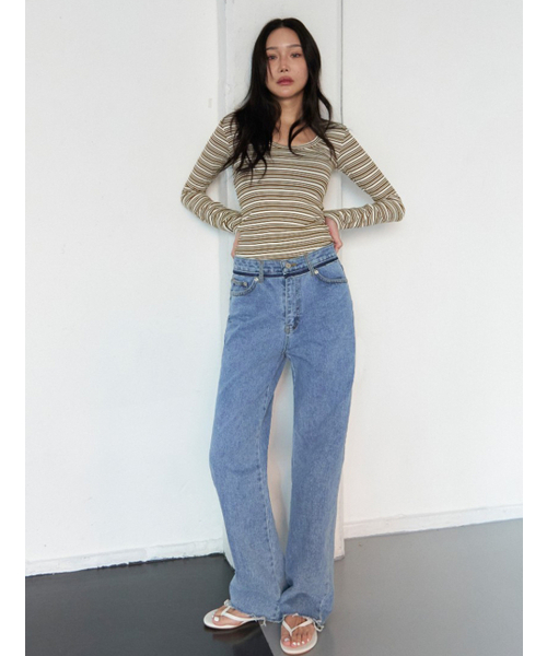 MORVE13（モルブ13）の「ツートンカットオフストレートデニム（デニムパンツ・レディース・ブルー系その他・SMALL/MEDIUM/LARGE）」の3枚目の写真