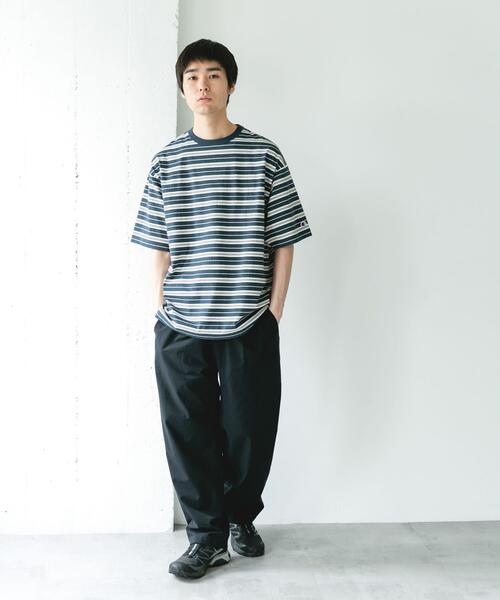 Champion(チャンピオン)の「『別注』CHAMPION×DOORS BORDER T-SHIRTS(Tシャツ/カットソー・メンズ・ライトブラウン/ベージュ系その他/ブルー系その他・LARGE/MEDIUM)」の17枚目の写真
