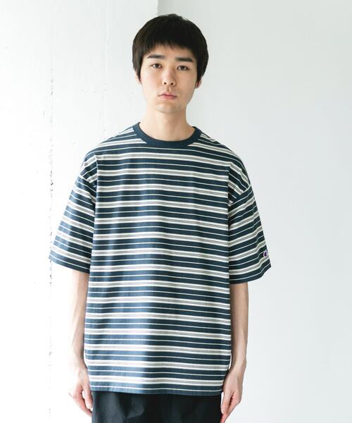 Champion(チャンピオン)の「『別注』CHAMPION×DOORS BORDER T-SHIRTS(Tシャツ/カットソー・メンズ・ライトブラウン/ベージュ系その他/ブルー系その他・LARGE/MEDIUM)」の19枚目の写真