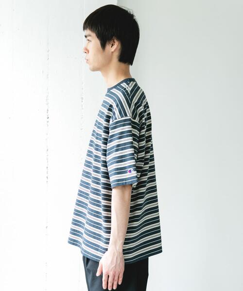 Champion(チャンピオン)の「『別注』CHAMPION×DOORS BORDER T-SHIRTS(Tシャツ/カットソー・メンズ・ライトブラウン/ベージュ系その他/ブルー系その他・LARGE/MEDIUM)」の20枚目の写真