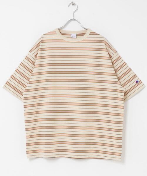 Champion(チャンピオン)の「『別注』CHAMPION×DOORS BORDER T-SHIRTS(Tシャツ/カットソー・メンズ・ライトブラウン/ベージュ系その他/ブルー系その他・LARGE/MEDIUM)」の8枚目の写真