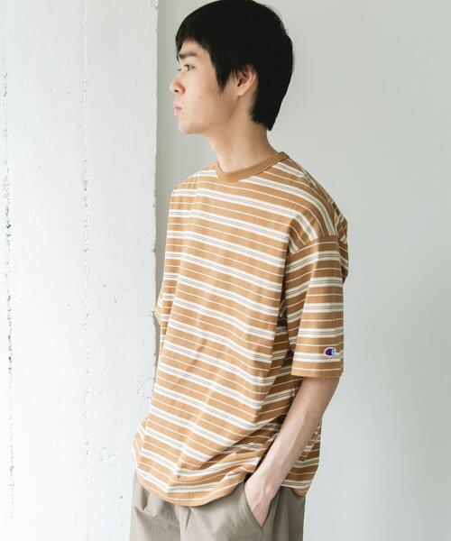 Champion(チャンピオン)の「『別注』CHAMPION×DOORS BORDER T-SHIRTS(Tシャツ/カットソー・メンズ・ライトブラウン/ベージュ系その他/ブルー系その他・LARGE/MEDIUM)」の11枚目の写真