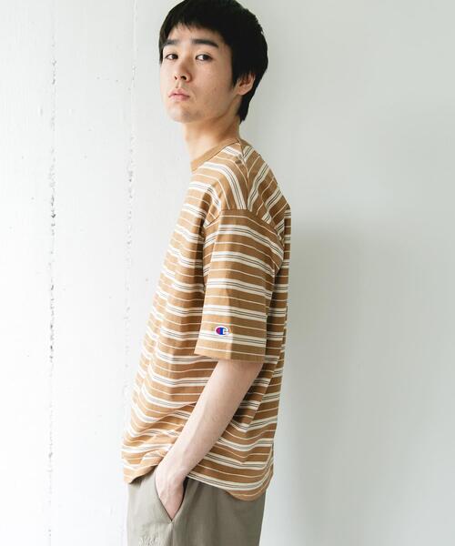 Champion(チャンピオン)の「『別注』CHAMPION×DOORS BORDER T-SHIRTS(Tシャツ/カットソー・メンズ・ライトブラウン/ベージュ系その他/ブルー系その他・LARGE/MEDIUM)」の12枚目の写真