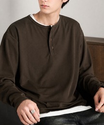 ハニカムサーマル ヘンリーネック オーバーサイズ長袖Tシャツ