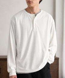 ハニカムサーマル ヘンリーネック オーバーサイズ長袖Tシャツ