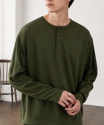 ハニカムサーマル ヘンリーネック オーバーサイズ長袖Tシャツ