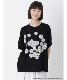 H.A.K×HELLO KITTY デイジーとハローキティ オイルペインティングプリントTシャツ
