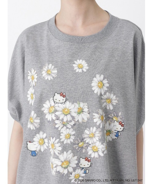 H.A.K（ハク）の「H.A.K×HELLO KITTY デイジーとハローキティ オイルペインティングプリントTシャツ（Tシャツ/カットソー・レディース・杢グレー/ブラック/ホワイト・FREE）」の8枚目の写真