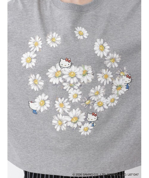 H.A.K（ハク）の「H.A.K×HELLO KITTY デイジーとハローキティ オイルペインティングプリントTシャツ（Tシャツ/カットソー・レディース・杢グレー/ブラック/ホワイト・FREE）」の11枚目の写真