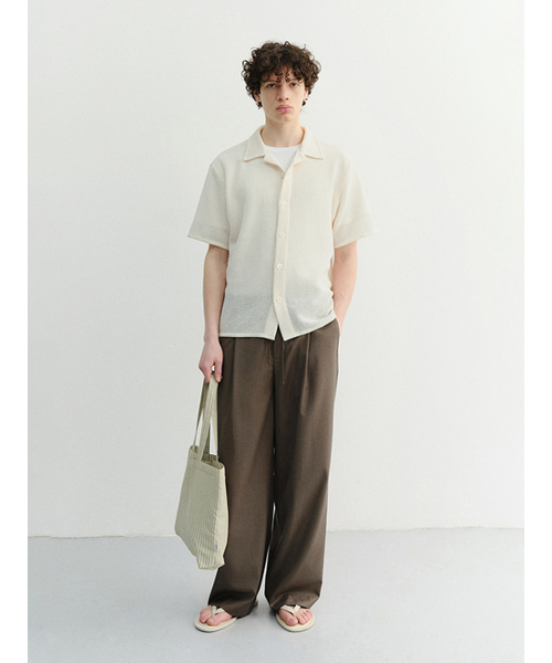 DUNST FOR MEN（ダンストフォーメン）の「OPEN COLLARED CROCHET SHIRT_UDSH6B323_CREAM（シャツ/ブラウス・メンズ・Cream・SMALL/MEDIUM/LARGE）」の2枚目の写真