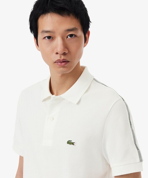 LACOSTE（ラコステ）の「【EC限定】ショルダーテーピング 鹿の子ポロシャツ（ポロシャツ・メンズ・オフホワイト/ブラック・2/3/5/4）」の4枚目の写真