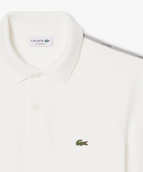 LACOSTE（ラコステ）の「【EC限定】ショルダーテーピング 鹿の子ポロシャツ（ポロシャツ・メンズ・オフホワイト/ブラック・2/3/5/4）」の7枚目の写真