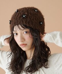 line stone rogo beanie -ラインストーンロゴビーニー -（ニット
