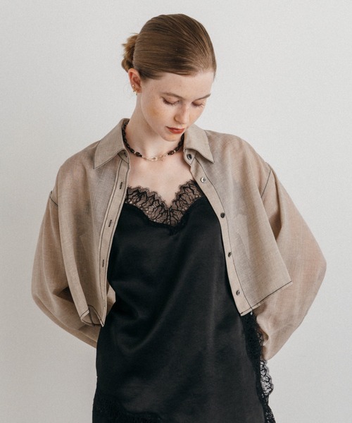 CREDONA(クレドナ)の「SHEER SHIRT/シアーシャツ(シャツ/ブラウス・レディース・グレー/ベージュ・FREE)」の2枚目の写真
