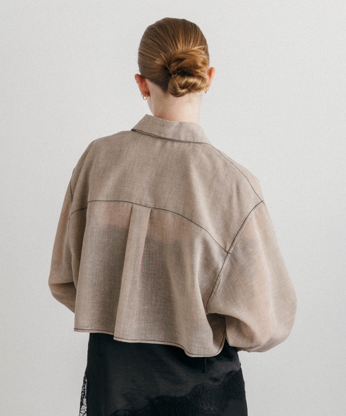 CREDONA(クレドナ)の「SHEER SHIRT/シアーシャツ(シャツ/ブラウス・レディース・グレー/ベージュ・FREE)」の14枚目の写真