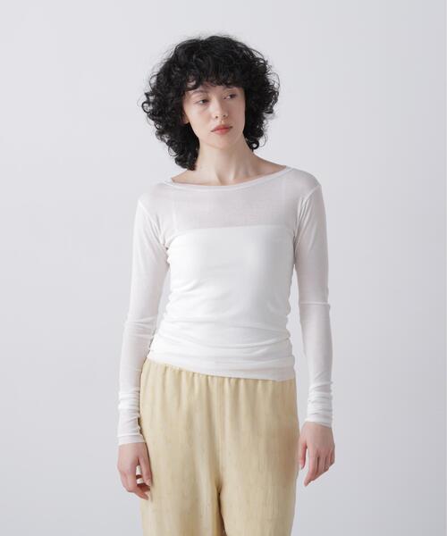 YLEVE(イレーヴ)の「YLEVE / SHEER HIGH-TWIST RIB JERSEY PULLOVER(Tシャツ/カットソー・レディース・ブラック/ホワイト・1)」の2枚目の写真