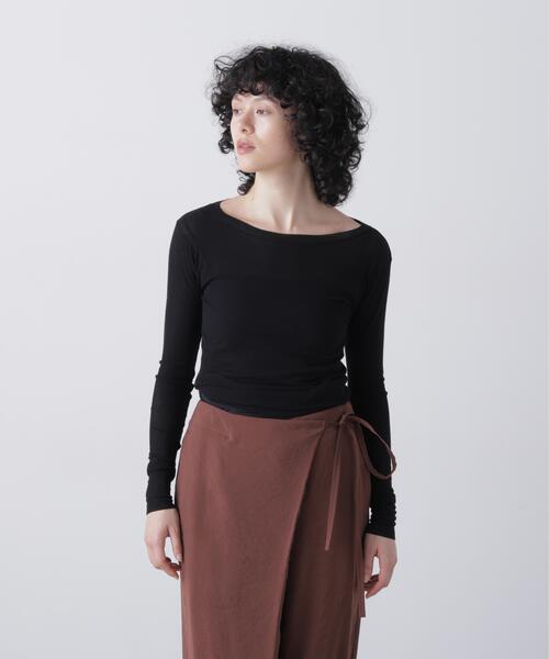 YLEVE(イレーヴ)の「YLEVE / SHEER HIGH-TWIST RIB JERSEY PULLOVER(Tシャツ/カットソー・レディース・ブラック/ホワイト・1)」の1枚目の写真