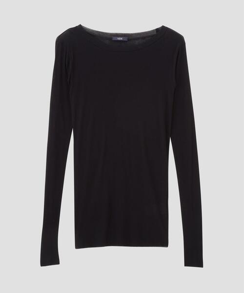 YLEVE(イレーヴ)の「YLEVE / SHEER HIGH-TWIST RIB JERSEY PULLOVER(Tシャツ/カットソー・レディース・ブラック/ホワイト・1)」の4枚目の写真