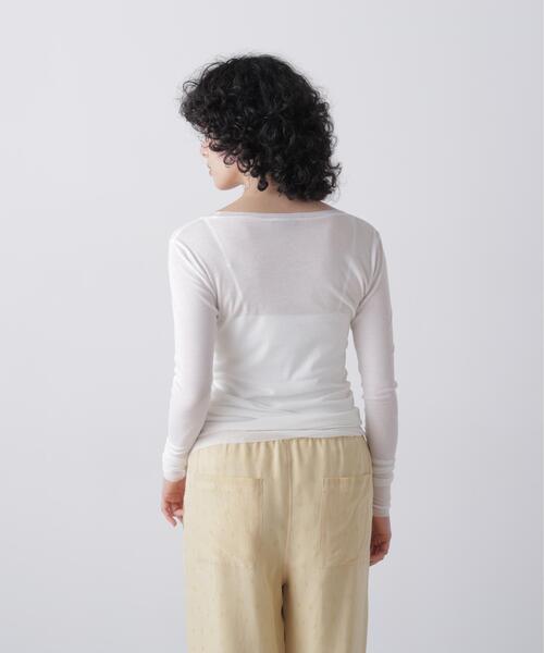 YLEVE(イレーヴ)の「YLEVE / SHEER HIGH-TWIST RIB JERSEY PULLOVER(Tシャツ/カットソー・レディース・ブラック/ホワイト・1)」の8枚目の写真