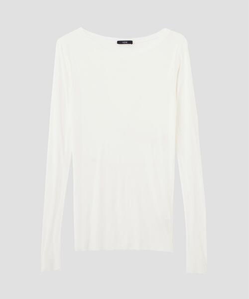 YLEVE(イレーヴ)の「YLEVE / SHEER HIGH-TWIST RIB JERSEY PULLOVER(Tシャツ/カットソー・レディース・ブラック/ホワイト・1)」の10枚目の写真