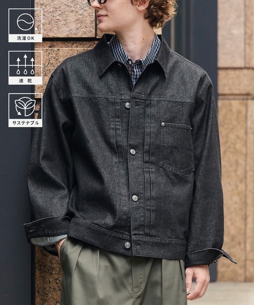 HECT（ヘクト）の「【HECT】Vintage Style Boxy Denim Jacket / ボックスシルエット ヴィンテージライク デニムジャケット＜速乾・ウォッシャブル＞（デニムジャケット・メンズ・ブルー/ブラック系/ダークインディゴブルー/ブラック/インディゴブルー・M/L/S）」の13枚目の写真