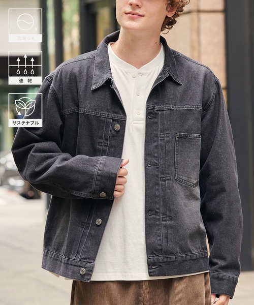 HECT（ヘクト）の「【HECT】Vintage Style Boxy Denim Jacket / ボックスシルエット ヴィンテージライク デニムジャケット＜速乾・ウォッシャブル＞（デニムジャケット・メンズ・ブルー/ブラック系/ダークインディゴブルー/ブラック/インディゴブルー・M/L/S）」の21枚目の写真