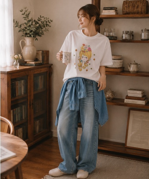 salle de bal(サルデバル)の「【 ADO MIZUMORI / ミズモリアド 】 水森亜土 カラー Tシャツ WNI(Tシャツ/カットソー・レディース・その他5/その他3/その他7/その他2/その他6/その他1/その他4/その他8・FREE)」の7枚目の写真
