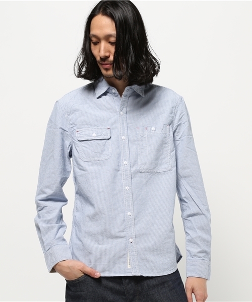 Dickies（ディッキーズ）の「シャンブレー長袖ワークシャツ（シャツ/ブラウス・メンズ・ブルー/ブラック/サックスブルー/ホワイト・MEDIUM/LARGE/X-LARGE）」の4枚目の写真