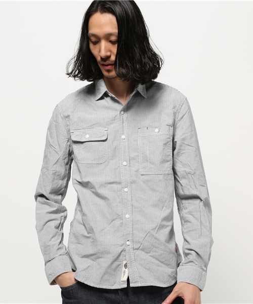 Dickies（ディッキーズ）の「シャンブレー長袖ワークシャツ（シャツ/ブラウス・メンズ・ブルー/ブラック/サックスブルー/ホワイト・MEDIUM/LARGE/X-LARGE）」の3枚目の写真