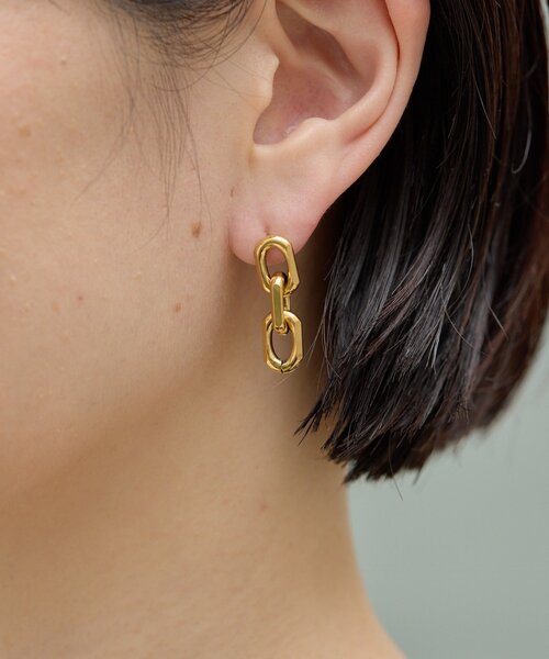 ear PAPILLONNER(イアパピヨネ)の「《金属アレルギー対応/ステンレス》エッジチェーンピアス(ピアス(両耳用)・レディース・シルバー/ゴールド・FREE)」の14枚目の写真