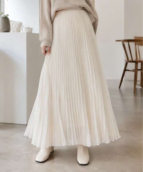 Mku Ekta(ムクエクタ)の「シフォンプリーツロングスカート(スカート・レディース・アイボリー/ホワイト/ブラック・M/L/S)」の2枚目の写真
