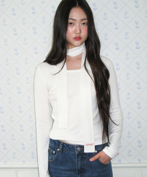 CLASSIC SCARF LS TEE WHITE