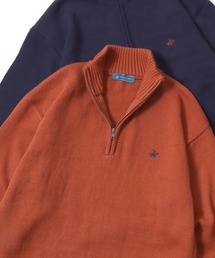 BEVERLY HILLS POLO CLUB/ビバリーヒルズポロクラブ オーバーサイズ ニット ロゴ ワンポイント刺繍 ハーフジップ セーター/レディース メンズ