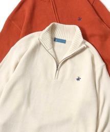 BEVERLY HILLS POLO CLUB/ビバリーヒルズポロクラブ オーバーサイズ ニット ロゴ ワンポイント刺繍 ハーフジップ セーター/レディース メンズ