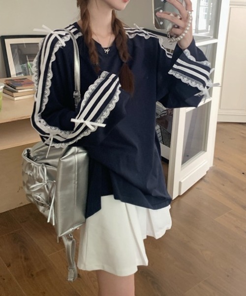AVYL(アヴィル)の「袖ラインフリルリボンルーズスウェット(Tシャツ/カットソー・レディース・ネイビー・M)」の19枚目の写真