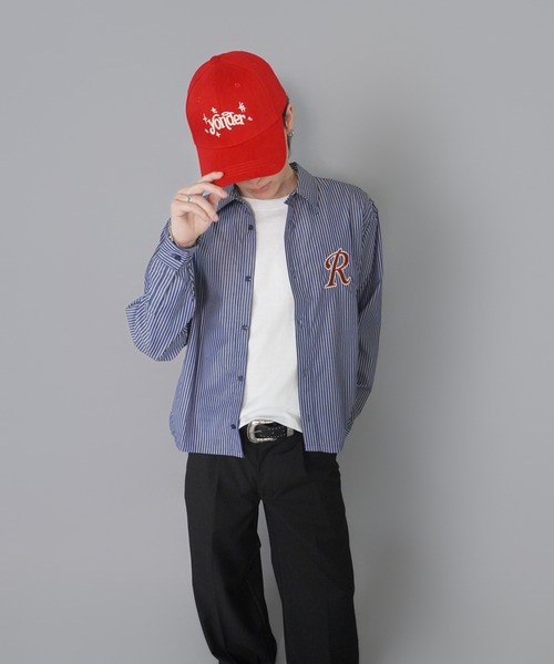 SPINNS(スピンズ)の「ピンストライプ短丈長袖シャツ/ボックスシルエット/ワンポイントロゴ(シャツ/ブラウス・メンズ・ブラック×ブラック/ブルー系その他/レッド系その他・ONESIZE)」の18枚目の写真