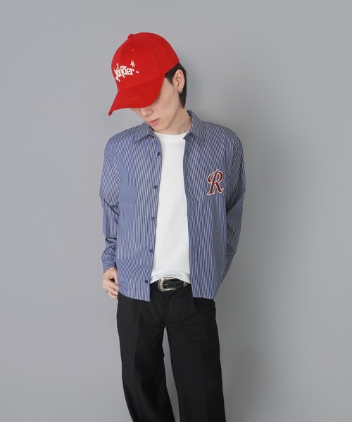 SPINNS(スピンズ)の「ピンストライプ短丈長袖シャツ/ボックスシルエット/ワンポイントロゴ(シャツ/ブラウス・メンズ・ブラック×ブラック/ブルー系その他/レッド系その他・ONESIZE)」の19枚目の写真