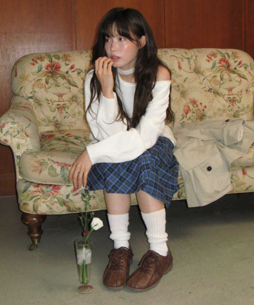 RONRON(ロンロン)の「CHECK FLARE BANDING MIDI SKIRT BLUE(スカート・レディース・その他・FREE)」の2枚目の写真