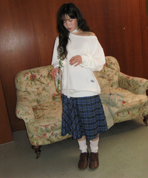 RONRON(ロンロン)の「CHECK FLARE BANDING MIDI SKIRT BLUE(スカート・レディース・その他・FREE)」の3枚目の写真