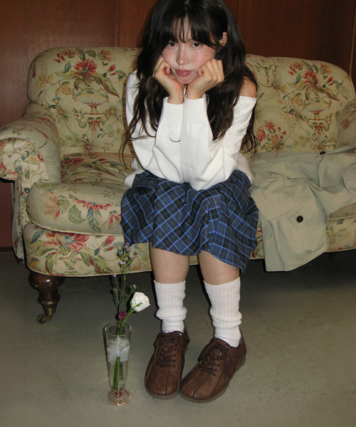 RONRON(ロンロン)の「CHECK FLARE BANDING MIDI SKIRT BLUE(スカート・レディース・その他・FREE)」の4枚目の写真