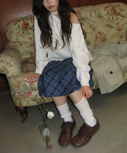 RONRON(ロンロン)の「CHECK FLARE BANDING MIDI SKIRT BLUE(スカート・レディース・その他・FREE)」の5枚目の写真