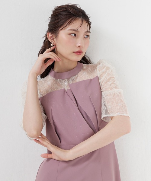 Kana(カナ)の「スパンコール刺繍レースラメドレス パーティー 結婚式 お呼ばれ オケージョン(ドレス・レディース・ネイビー/ブラック/ブルー系その他/モーブ系・M)」の4枚目の写真