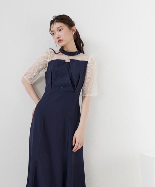 Kana(カナ)の「スパンコール刺繍レースラメドレス パーティー 結婚式 お呼ばれ オケージョン(ドレス・レディース・ネイビー/ブラック/ブルー系その他/モーブ系・M)」の2枚目の写真