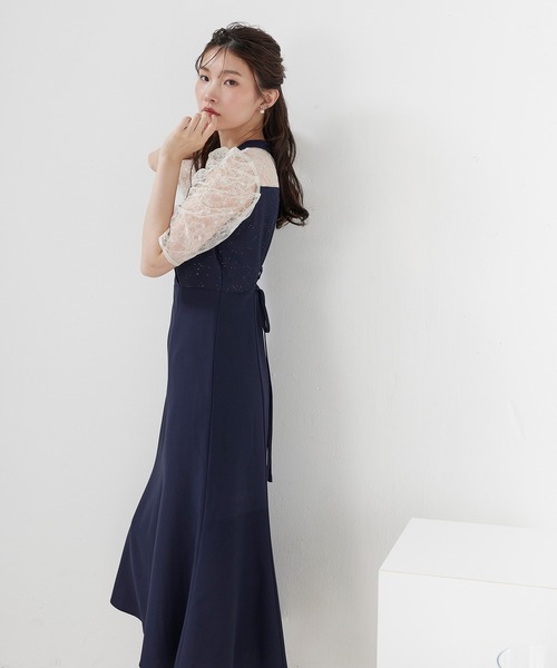 Kana(カナ)の「スパンコール刺繍レースラメドレス パーティー 結婚式 お呼ばれ オケージョン(ドレス・レディース・ネイビー/ブラック/ブルー系その他/モーブ系・M)」の20枚目の写真