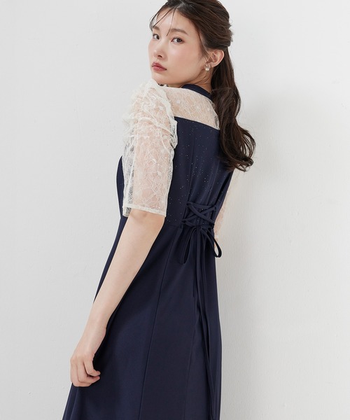 Kana(カナ)の「スパンコール刺繍レースラメドレス パーティー 結婚式 お呼ばれ オケージョン(ドレス・レディース・ネイビー/ブラック/ブルー系その他/モーブ系・M)」の21枚目の写真