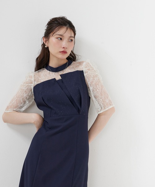 Kana(カナ)の「スパンコール刺繍レースラメドレス パーティー 結婚式 お呼ばれ オケージョン(ドレス・レディース・ネイビー/ブラック/ブルー系その他/モーブ系・M)」の18枚目の写真