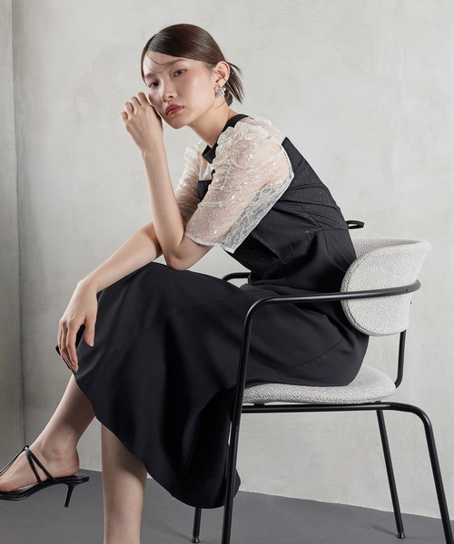 Kana(カナ)の「スパンコール刺繍レースラメドレス パーティー 結婚式 お呼ばれ オケージョン(ドレス・レディース・ネイビー/ブラック/ブルー系その他/モーブ系・M)」の8枚目の写真
